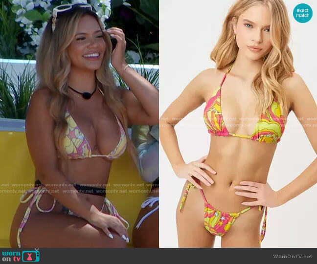 Frankies Bikinis Tia Triangle Bikini Top in Peace Terry worn by Nadjha Day on Love Island USA