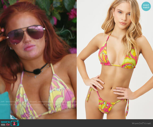 Frankies Bikinis Tia Triangle Bikini Top in Peace Terry worn by Sydney Paight on Love Island USA
