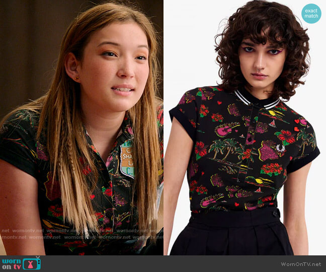 Fred Perry x Amy Winehouse Hawaiian Polo worn by Maddox (Saylor Bell) on High School Musical The Musical The Series
