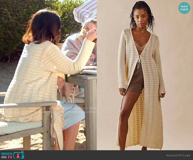 Free People Landry Fauxchet Cardi in Natural worn by Selena Gomez on Selena + Chef