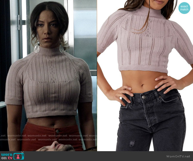 Maria’s lilac knit crop top on Roswell New Mexico
