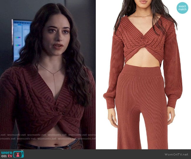 Free People Emilie Sweater in Cherry Cola worn by Liz Ortecho (Jeanine Mason) on Roswell New Mexico