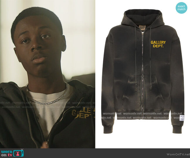 Gallery Dept Logo-print Zipped Hoodie worn by Kevin Williams (Alex R. Hibbert) on The Chi