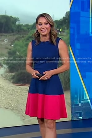 Ginger's blue and pink colorblock dress on Good Morning America