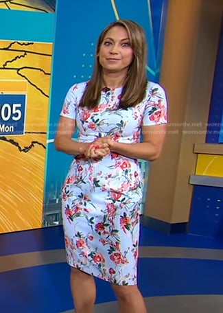 Ginger’s blue floral short sleeve dress on Good Morning America