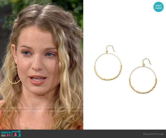 Gorjana Laguna Drop Hoops worn by Summer Newman (Allison Lanier) on The Young and the Restless