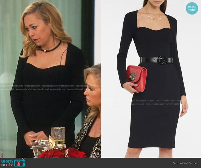 Gucci Ribbed-Knit Midi Dress worn by Sutton Stracke on The Real Housewives of Beverly Hills