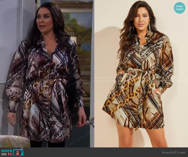 Guess Swoon Printed Shirt Dress worn by Chloe Lane (Nadia Bjorlin) on Days of our Lives