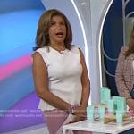 Hoda’s white peplum top and pink raw hem jeans on Today