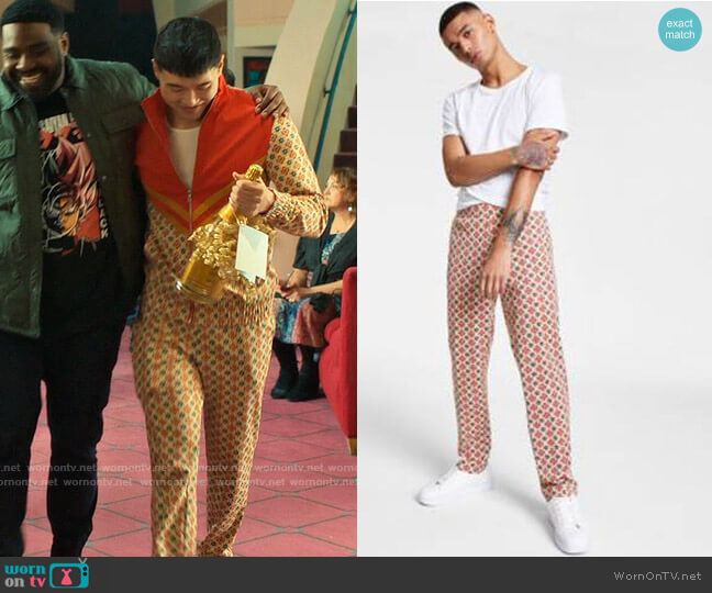 INC International Concepts Floral Medallion Print Pants worn by Nicholas (Joel Kim Booster) on Loot