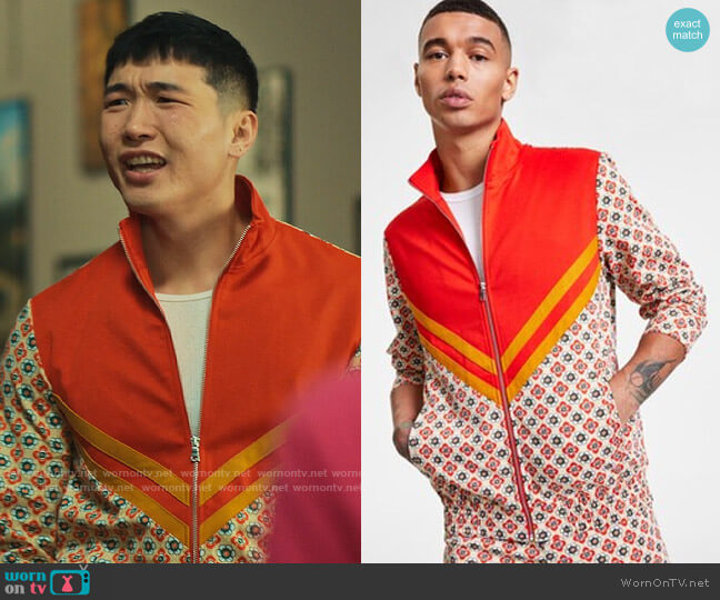 INC International Concepts Floral Medallion Print Jacket worn by Nicholas (Joel Kim Booster) on Loot