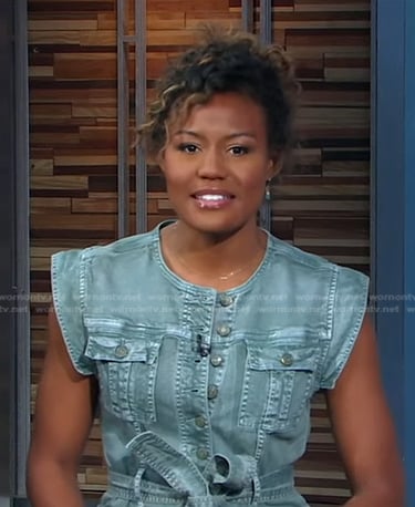 Janai’s sleeveless denim jumpsuit on Good Morning America