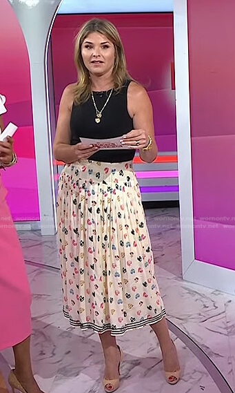 Jenna's black top and heart print skirt on Today