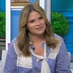 Jenna’s blue striped lace panel blouse on Today