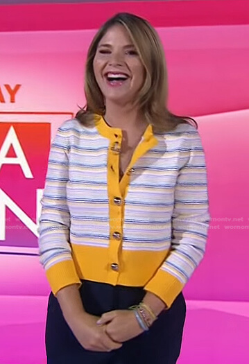 Jenna's yellow and white striped cardigan on Today