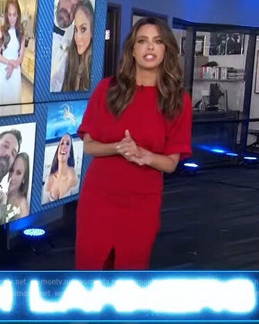 Jennifer’s red front slit midi dress on Extra
