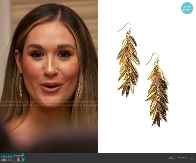 Jennifer Tuton Shimmer Feather Earrings worn by Rachel Recchia on The Bachelorette