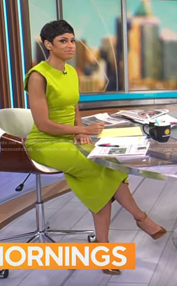 Jericka Duncan's lime green dress on CBS Mornings