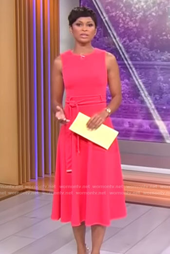 Jericka Duncan's belted midi dress on CBS Mornings