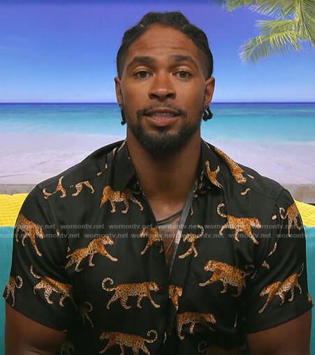 Jesse's black leopard print shirt on Love Island USA
