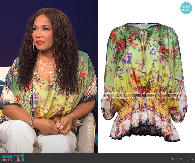 Johnny Was Floral Print Blouse worn by Kym Whitley on E! News