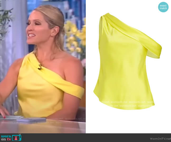 Jonathan Simkhai Lexy Satin One-Shoulder Top worn by Sara Haines on The View