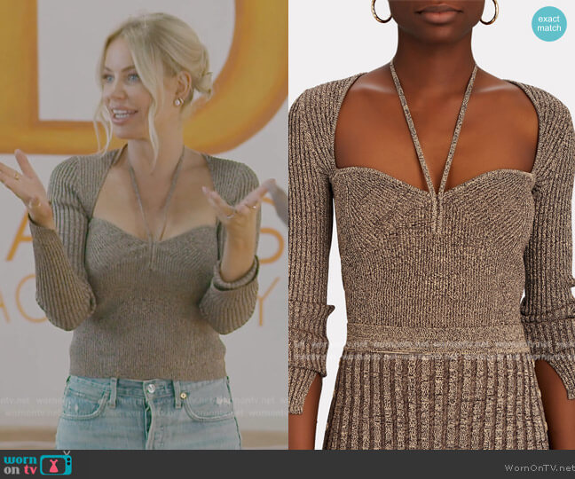 Jonathan Simkhai Marled Knit Sweetheart Halter Top worn by Caroline Stanbury (Caroline Stanbury) on The Real Housewives of Dubai