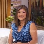 Juju Chang’s blue floral ruffle top on Good Morning America