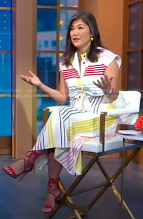 Juju Chang's multicolor striped shirtdress on Good Morning America