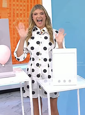 Katie Sands's white polka dot shirtdress on Today
