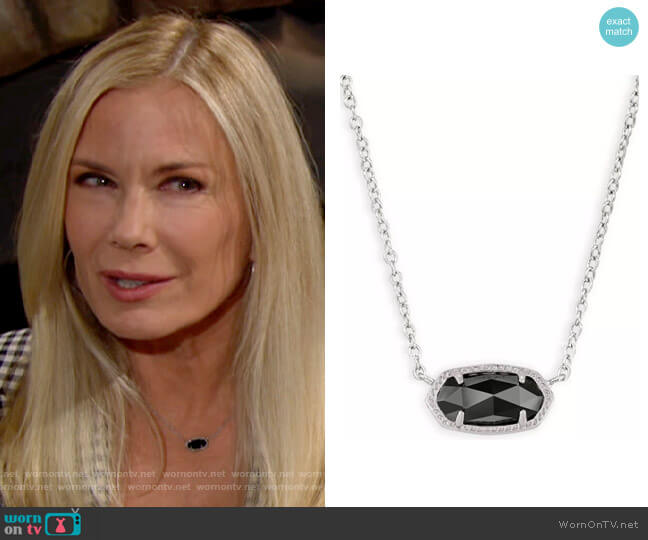 Kendra Scott Elisa Necklace in Black / Silver worn by Brooke Logan (Katherine Kelly Lang) on The Bold and the Beautiful