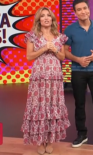Kit’s pink floral tiered dress on Access Hollywood