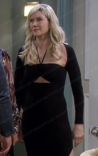 Kristen's black cutout dress on Days of our Lives