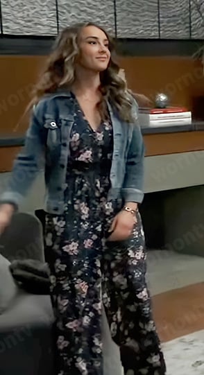 Kristina's teal floral jumpsuit on General Hospital