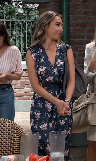 Kristina’s teal floral jumpsuit on General Hospital