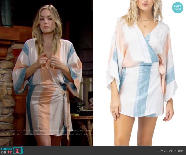 L Space Pfeiffer Cover-Up Dress in Paraiso Stripe worn by Hope Logan (Annika Noelle) on The Bold and the Beautiful