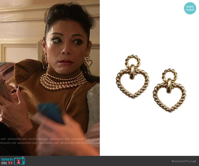 Laura Lombardi Bambola Heart Earrings worn by Nikki Ramos (Ginger Gonzaga) on She-Hulk Attorney at Law