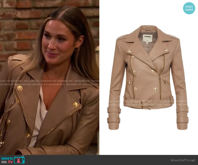 L'Agence Billie Belted Leather Moto Jacket worn by Rachel Recchia on The Bachelorette
