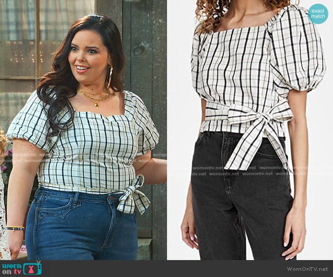 Levi's Vera Blouse in Sally Plaid worn by Lou Hockhauser (Miranda May) on Bunkd