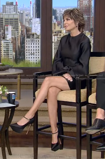 Lisa Rinna's black satin mini dress on Live with Kelly and Ryan