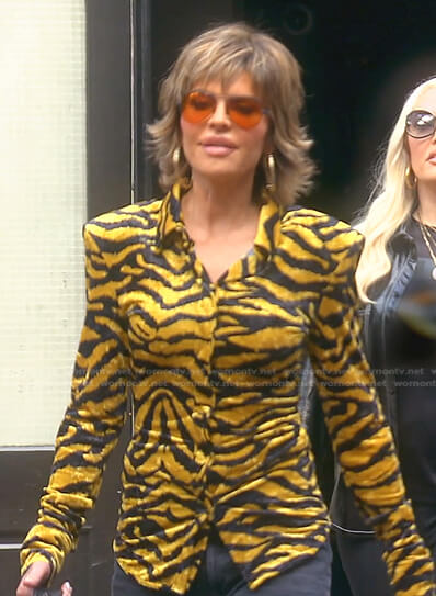 Lisa's yellow tiger print blouse on The Real Housewives of Beverly Hills