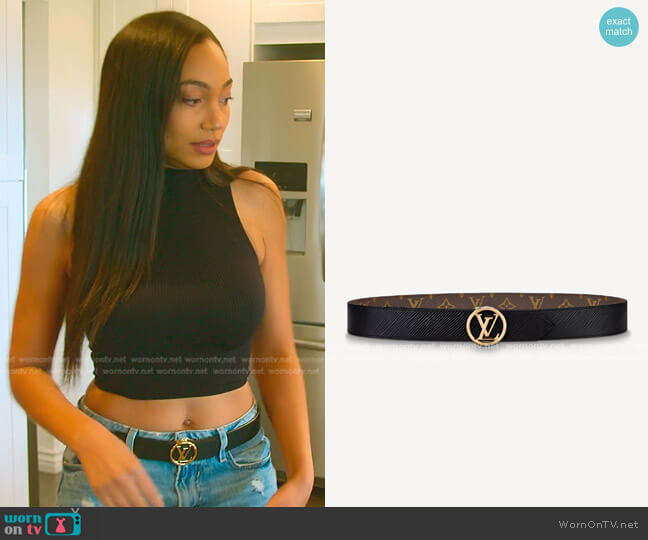 WornOnTV: Brandi's black ribbed cropped top and belt on Selling the OC, Brandi Marshall