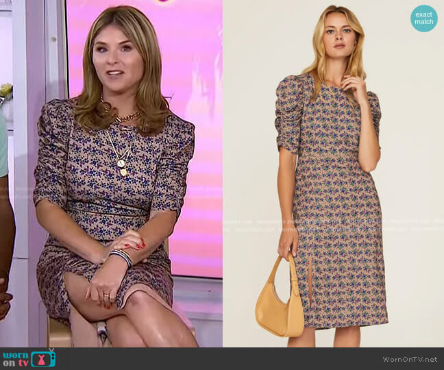 Louna Floral Puff Sleeve Dress worn by Jenna Bush Hager on Today