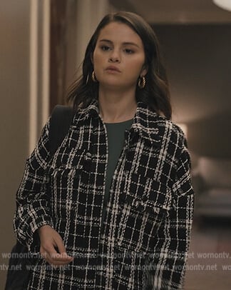 Mabel’s black plaid shirt jacket on Only Murders in the Building