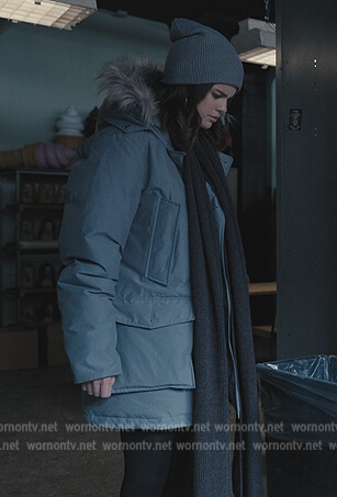 Mabel’s blue coat with shealing hoodie on Only Murders in the Building