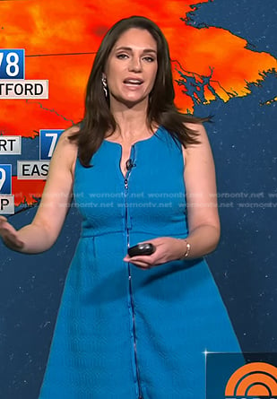 WornOnTV: Maria’s blue textured zip-front dress on Today | Maria Larosa ...