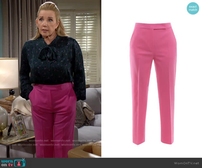 Max Mara Gemona Slim Fit Trousers worn by Nikki Reed Newman (Melody Thomas-Scott) on The Young and the Restless