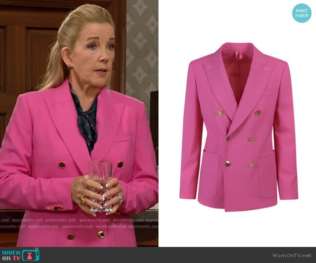 Max Mara Gin Double-Breasted Tailored Blazer worn by Nikki Reed Newman (Melody Thomas-Scott) on The Young and the Restless