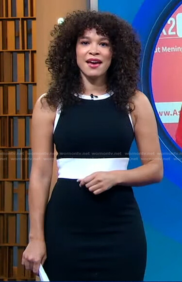 Megan Ryte’s black and white colorblock dress on Good Morning America