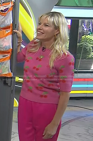 Meredith Sinclair's pink cherry print sweater on Today